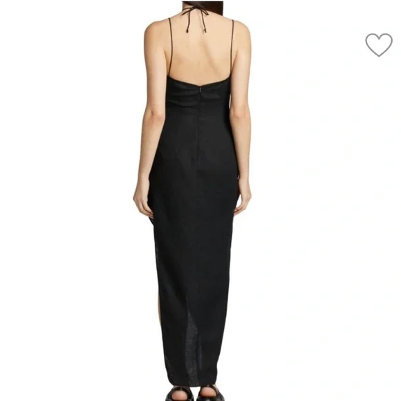 RUMER NWT Freya Black Linen Cut Out Maxi Dress M Reverie - Picture 7 of 13